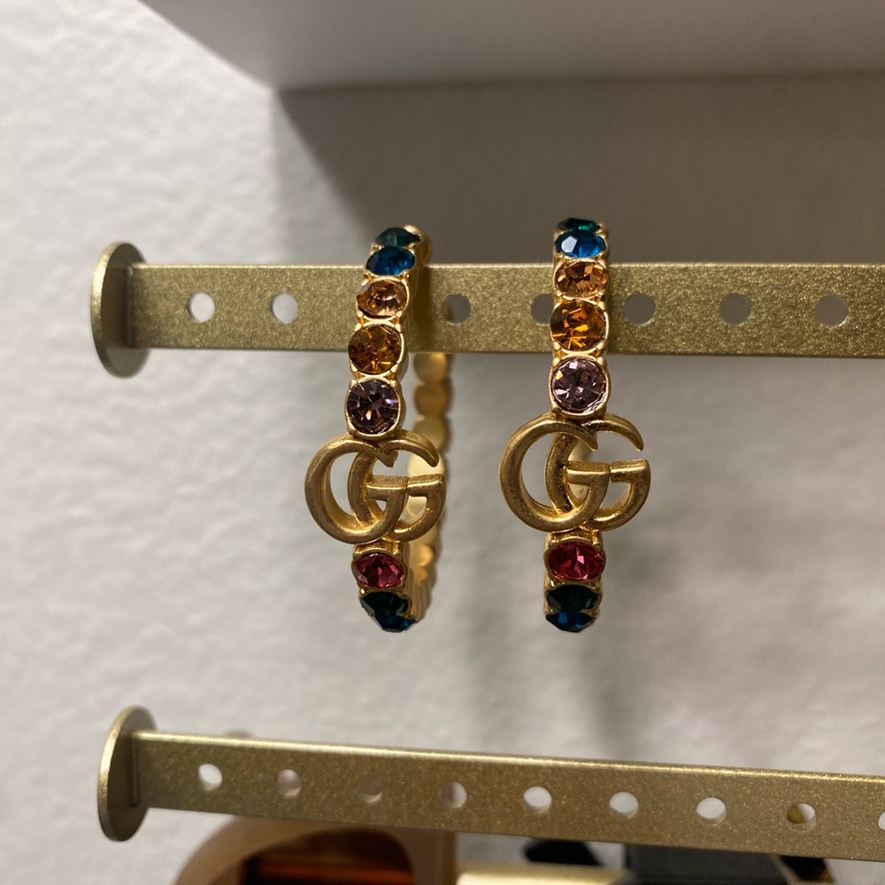 Gucci Multicolor Crystal Hoop Earrings